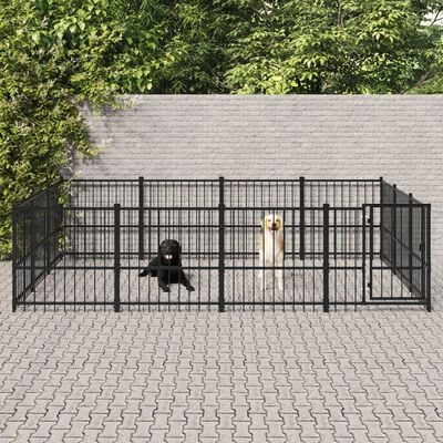 vidaXL Outdoor Dog Kennel Steel 11.58 m²