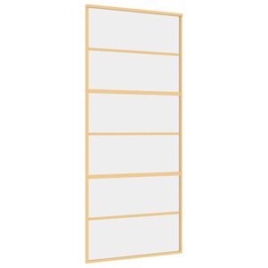 vidaXL Sliding Door Gold 90x205 cm Clear ESG Glass and Aluminium