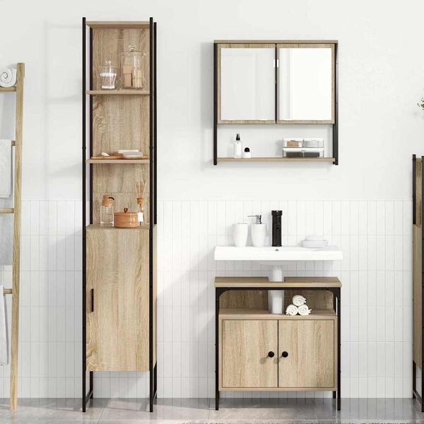 vidaXL Bathroom Furniture Set 3 pcs Sonoma Oak Engineered Wood