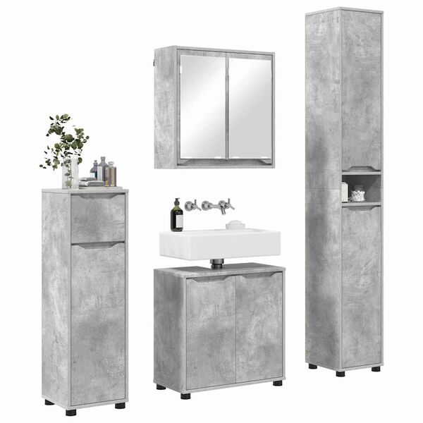 vidaXL Bathroom Furniture Set 4 pcs Concrete Grey Engineered Wood