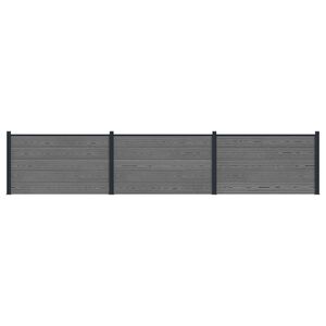 vidaXL Fence Panel 3 pcs WPC and Aluminium Grey