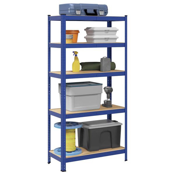 vidaXL 5-Layer Storage Shelf Blue Steel&Engineered Wood