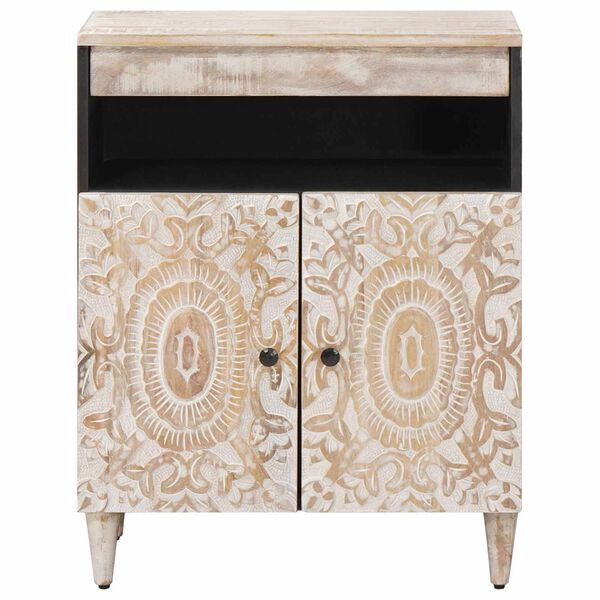 vidaXL Sideboard with Storage White 60 x 33.5 x 75 cm Solid Mango Wood