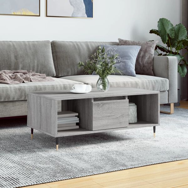 vidaXL Coffee Table Grey Sonoma 90x50x36.5 cm Engineered Wood
