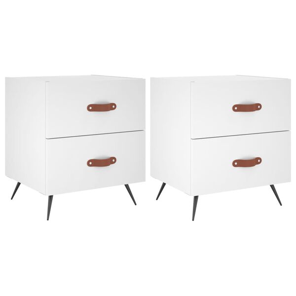 vidaXL Bedside Cabinets 2 pcs White 40x35x47.5 cm Engineered Wood