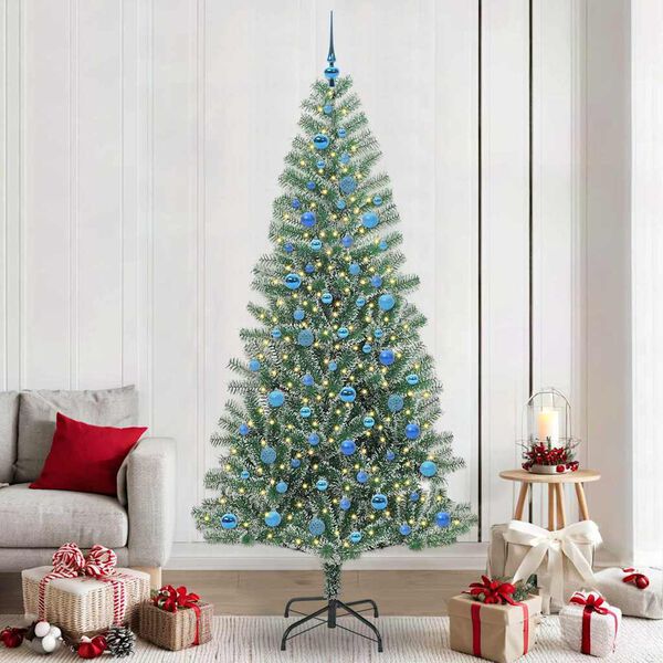vidaXL Artificial Christmas Tree Snow Flocked with LED Light 240 cm