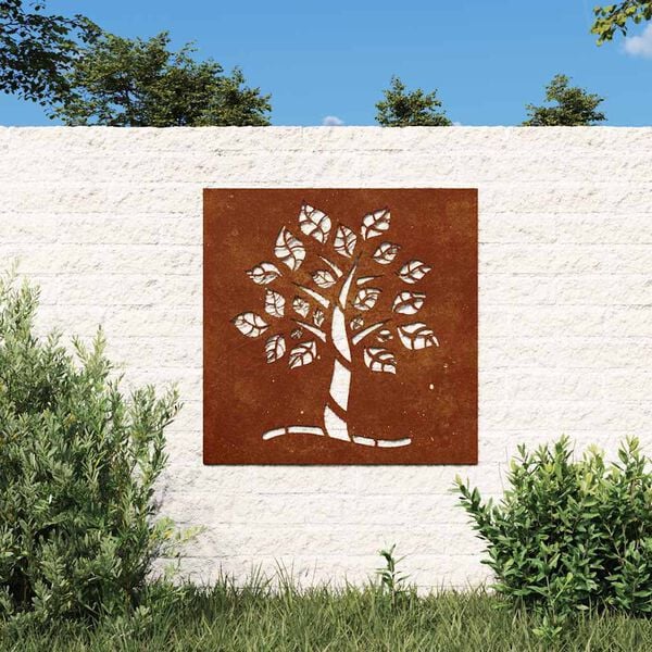 vidaXL Garden Wall Decoration 55x55 cm Corten Steel Tree Design