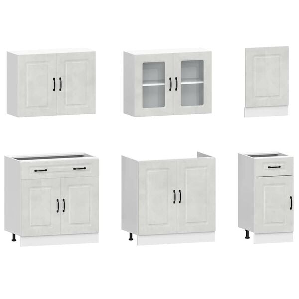 vidaXL 7 Piece Kitchen Cabinet Set Kalmar Concrete Grey Engineered Wood