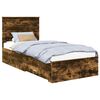 vidaXL Bed Frame with Headboard Smoked Oak 90 x 200 cm Engineered Wood