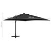 vidaXL Cantilever Garden Parasol with Pole and LED Lights Black 300 cm