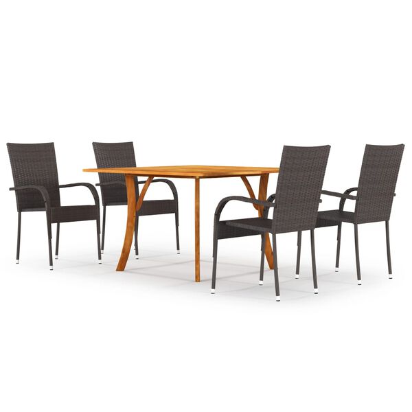 vidaXL 5 Piece Garden Dining Set Brown