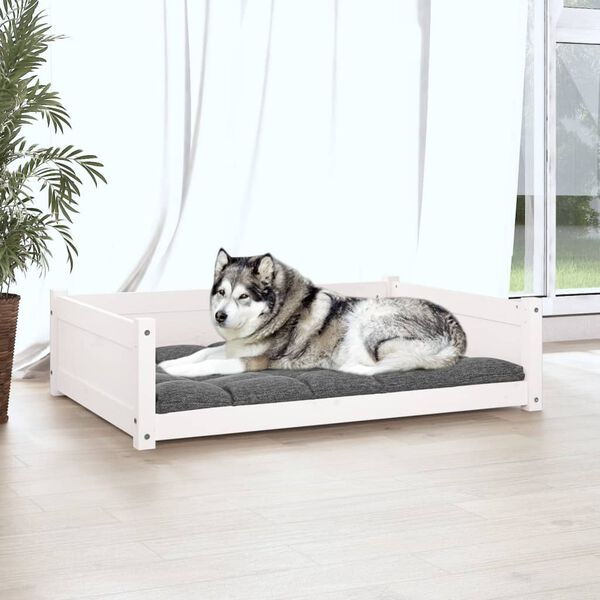 vidaXL Dog Bed White 105.5x75.5x28 cm Solid Pine Wood