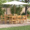 vidaXL Garden Dining Set 9 pcs Brown Solid Teak Wood
