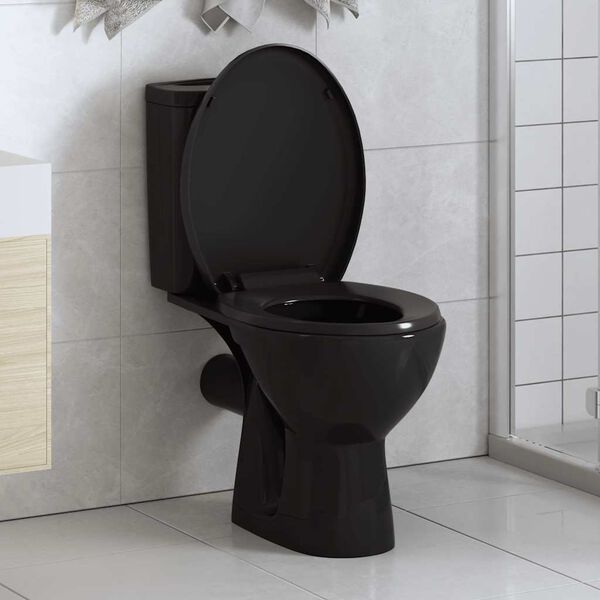 vidaXL Soft-close Toilet Seat with Quick-release Design Black