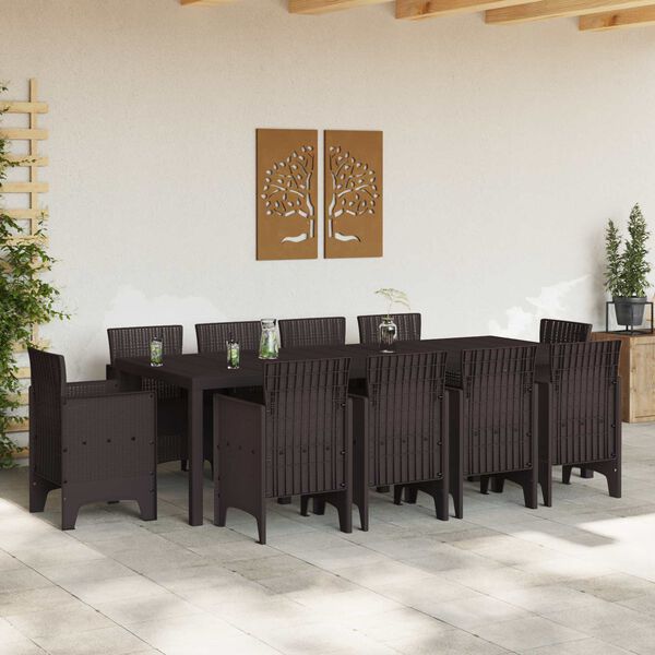 vidaXL Garden Dining Set 11 pcs Brown Polypropylene