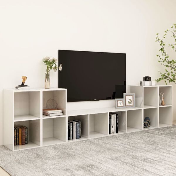 vidaXL 5 Piece TV Cabinet Set High Gloss White Engineered Wood