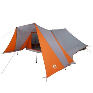 vidaXL Tipi Tent 12-Person Grey and Orange Taffeta