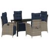vidaXL Garden Dining Set 5 pcs Grey and Black Rattan