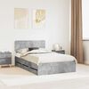 vidaXL Bed Frame Concrete Grey 135 x 190 cm Engineered Wood