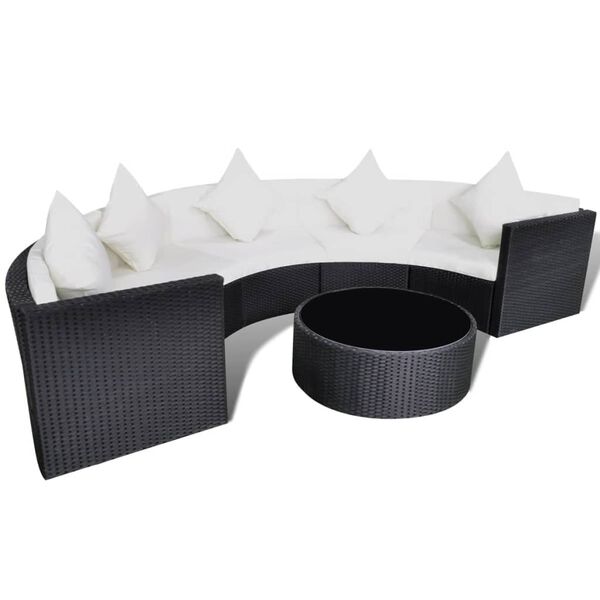 vidaXL 6 Piece Garden Lounge Set with Cushions Poly Rattan Black
