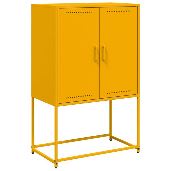 vidaXL Highboard Mustard Yellow 68.5x38.5x107 cm Steel