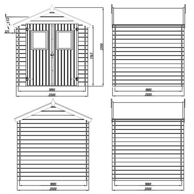 vidaXL 19 mm Garden House Shed Log Timber Cabin 2x2.1 m Wood