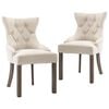 vidaXL Dining Chair | Set of 2 | Beige | Polyester, Rubberwood | Standard