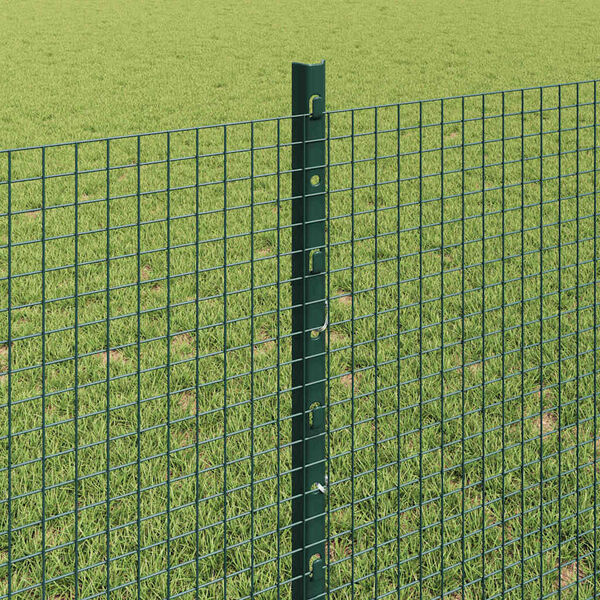 vidaXL Fence with Post Green 0.8 x 10 m Steel and PVC