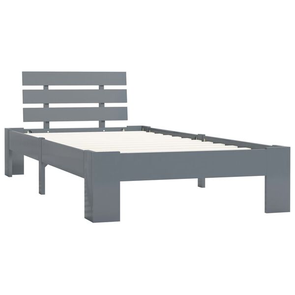vidaXL Bed Frame without Mattress Grey Solid Pine Wood 100x200 cm