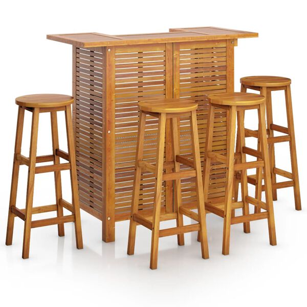 vidaXL 5 Piece Garden Bar Set Solid Wood Acacia