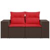 vidaXL Garden Sofa with Cushions 2-Seater Brown Poly Rattan