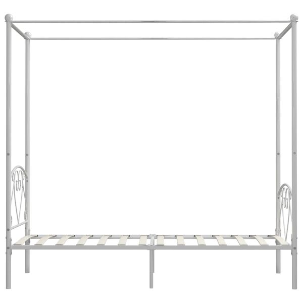 vidaXL Canopy Bed Frame without Mattress White Metal 120x200 cm