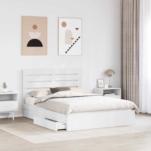 vidaXL Storage Bed with Headboard White 150 x 200 cm Engineered Wood