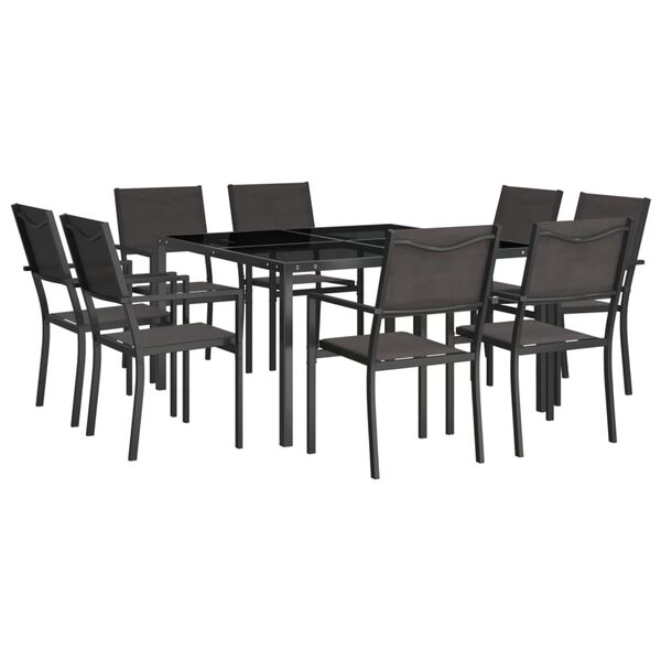 vidaXL 9 Piece Outdoor Dining Set Steel