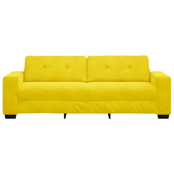 vidaXL 3-Seater Sofa with Cushion Yellow Velvet