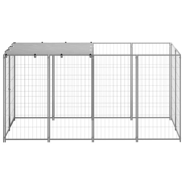 vidaXL Dog Kennel Silver 2.42 m&sup2; Steel