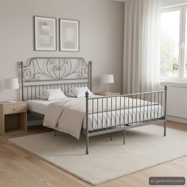 vidaXL Bed Frame without Mattress Grey Metal 140x200 cm