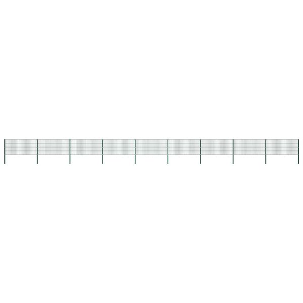 vidaXL Fence Panel with Posts Iron 1557.5x80 cm Green