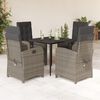 vidaXL 5 Piece Garden Dining Set with Cushions Grey Poly Rattan