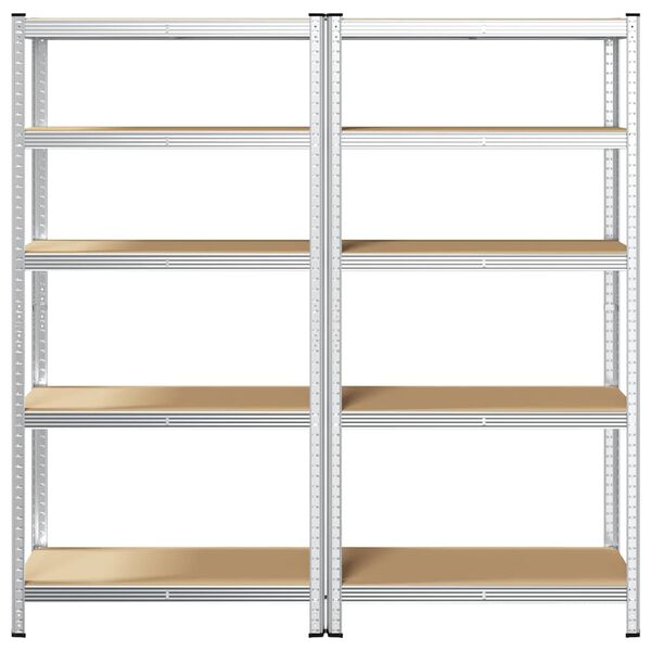 vidaXL 5-Layer Storage Shelves 2 pcs Silver Steel&Engineered Wood