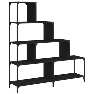 vidaXL Bookcase 4-Stair Black 139x33,5x149 cm Engineered Wood