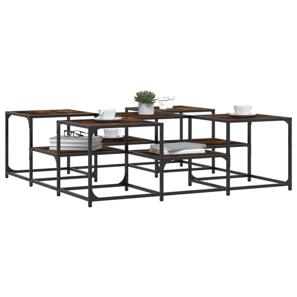 vidaXL Coffee Table Smoked Oak 121x121x40 cm Engineered Wood