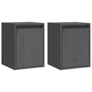 vidaXL Wall Cabinets 2 pcs Grey 30x30x40 cm Solid Wood Pine
