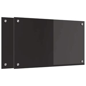 vidaXL Kitchen Backsplash 2 pcs Black 70 x 40 cm Tempered Glass