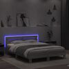 vidaXL Bed Frame with LED without Mattress Grey Sonoma 140x190 cm