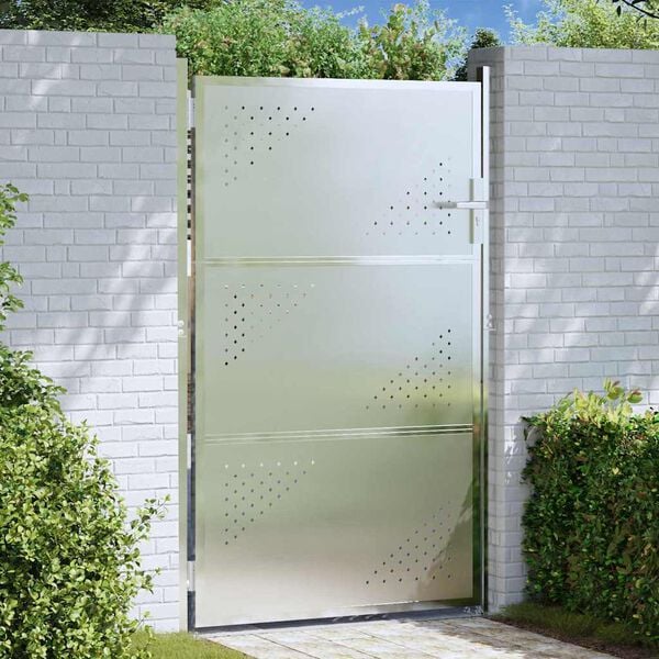 vidaXL Garden Gate with Lock Silver 100 x 125 cm Stainless Steel