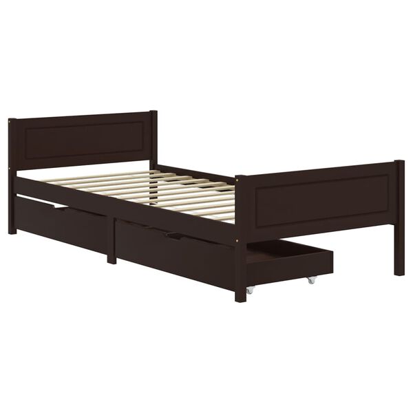 vidaXL Bed Frame without Mattress Dark Brown 100x200 cm Solid Wood