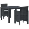 vidaXL Garden Dining Set 3 pcs Anthracite Polypropylene