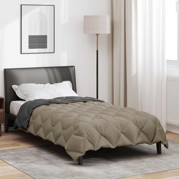vidaXL Winter Duvet Light Grey and Anthracite 220 x 135 cm Microfiber