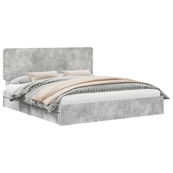 vidaXL Storage Bed Concrete Grey 180 x 200 cm Engineered Wood